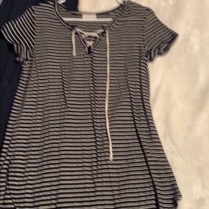 Free kisses white and black striped t shirt